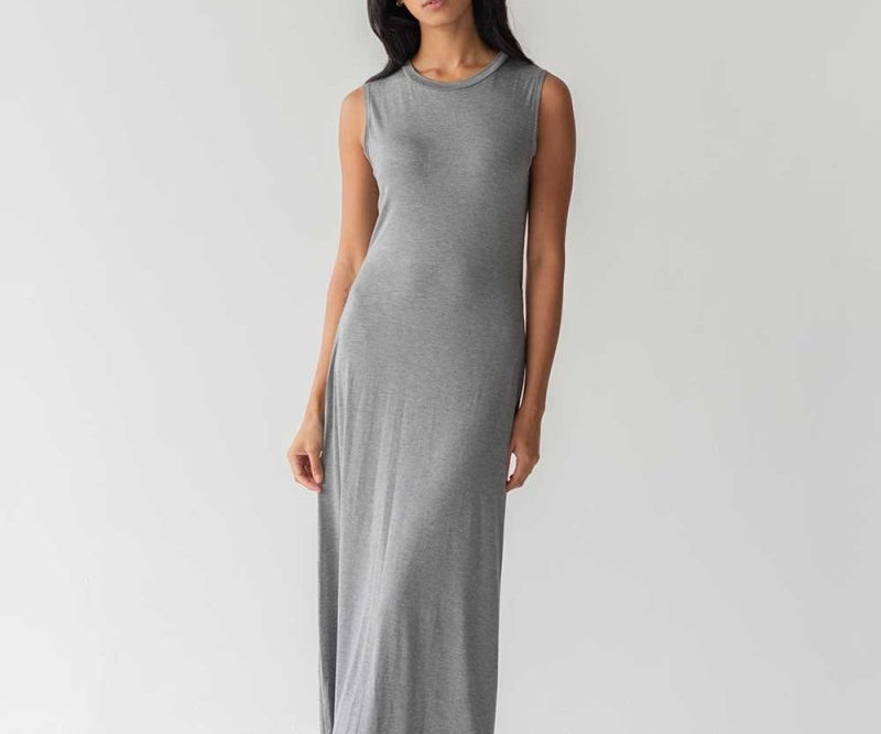Cloud Maxi Dress with Cut-out in Heather Grey - Esse-XXS--