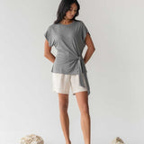 Cloud Top with Side Tie - Esse-Heather Grey-XXS-