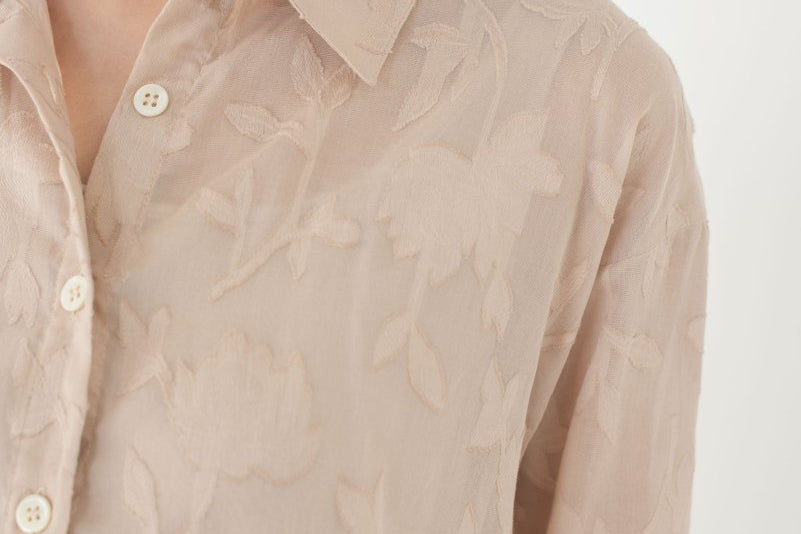 Cocoon Shirt in Floral Appliqué - Esse - Blush - XS - 