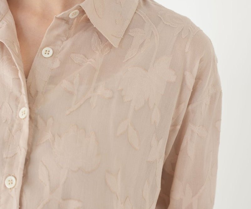 Cocoon Shirt in Floral Appliqué - Esse - Blush - XS - 