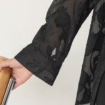 Cocoon Shirt in Floral Appliqué in Black - Esse - XS - 