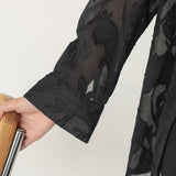 Cocoon Shirt in Floral Appliqué in Black - Esse - XS - 