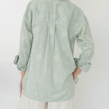 Cocoon Shirt in Floral Appliqué in Mint - Esse - XS - 