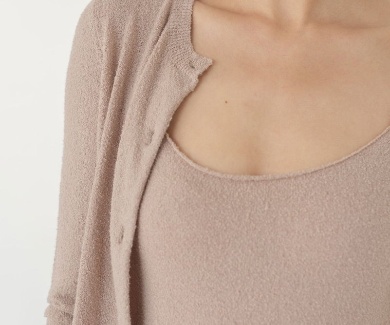 Cropped Cardigan in Boucle in Warm Sand - Esse - S - 