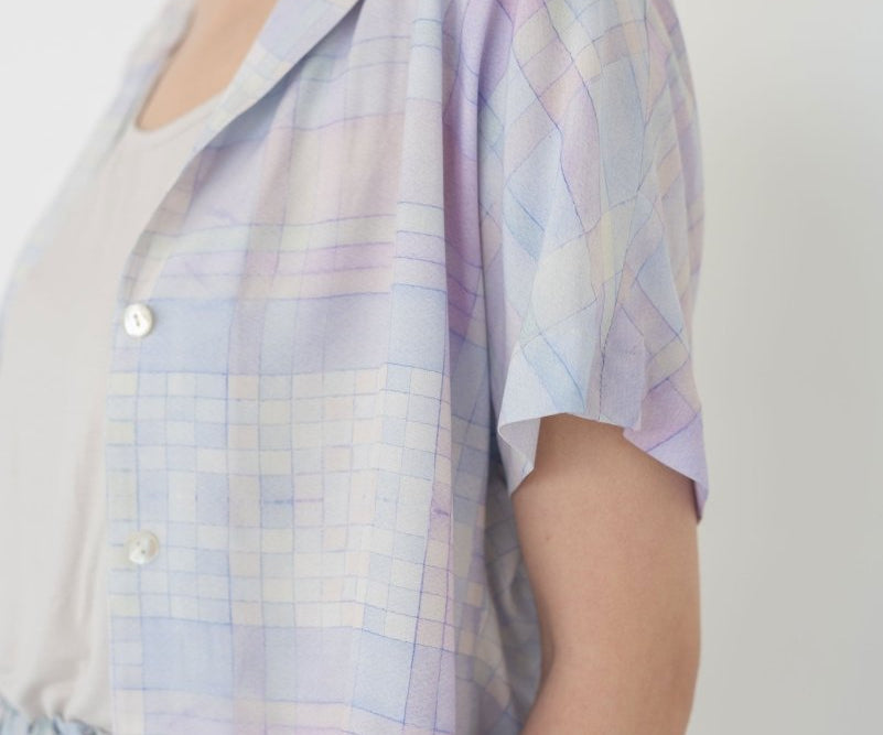 Cropped Shirt - Watercolour Plaid - Esse - Forar - XS - 