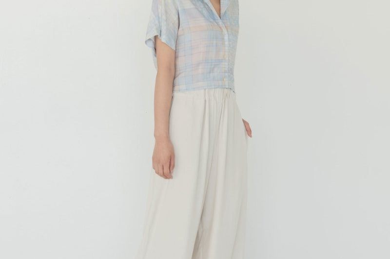 Cropped Shirt - Watercolour Plaid - Esse - Sommer - XS - 