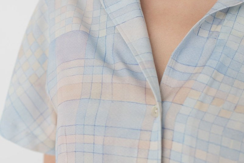 Cropped Shirt - Watercolour Plaid - Esse - Sommer - XS - 