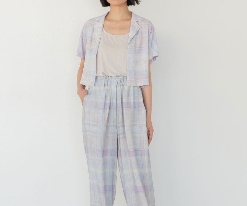 Elongate Elastic Pants - Watercolour Plaid - Esse - Sommer - XXS - Petite (2 inches shorter)