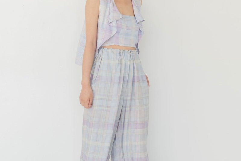 Elongate Elastic Pants - Watercolour Plaid - Esse - Sommer - XXS - Petite (2 inches shorter)