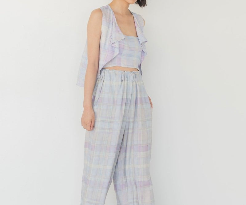 Elongate Elastic Pants - Watercolour Plaid - Esse - Sommer - XXS - Petite (2 inches shorter)