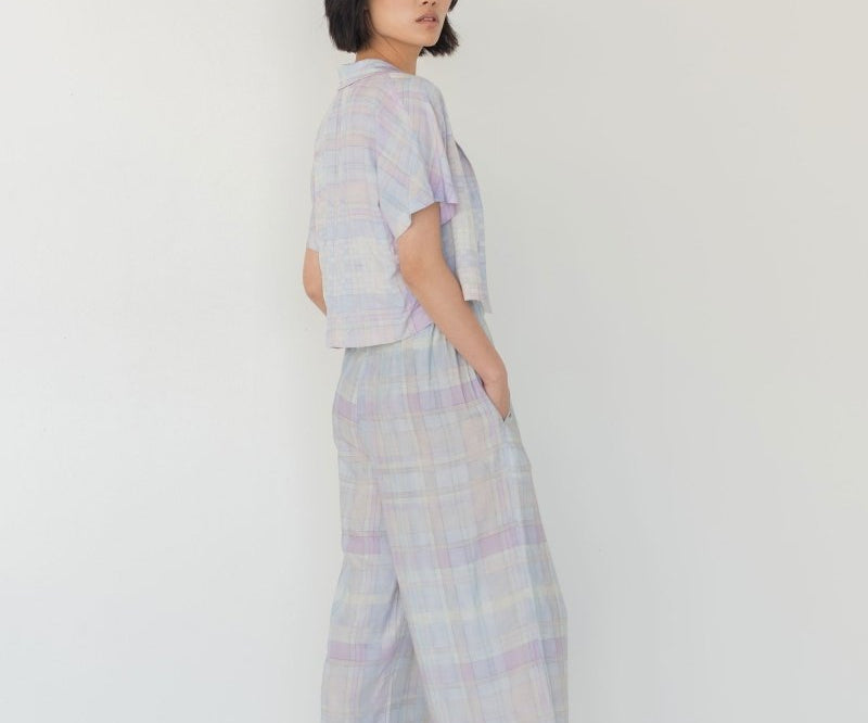 Elongate Elastic Pants - Watercolour Plaid - Esse - Sommer - XXS - Petite (2 inches shorter)