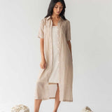 Lumen Shirt Dress in Warm Sand - Esse-XXS (MTO)-None / Options 1 - 2-