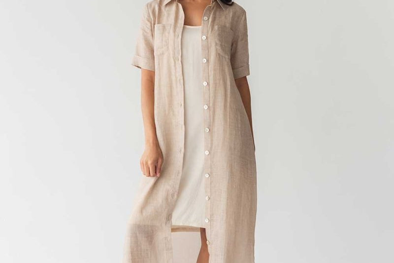 Lumen Shirt Dress in Warm Sand - Esse-XXS (MTO)-None / Options 1 - 2-