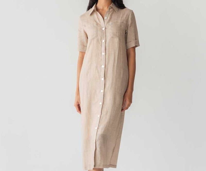 Lumen Shirt Dress in Warm Sand - Esse-XXS (MTO)-None / Options 1 - 2-