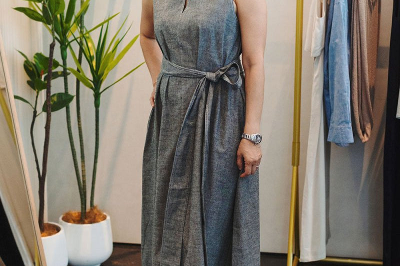 Organic Cotton Maxi Dress in Dark Denim - Esse - Dark Denim - XS - 