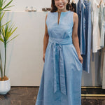 Organic Cotton Maxi Dress in Denim - Esse - Denim - XS - 