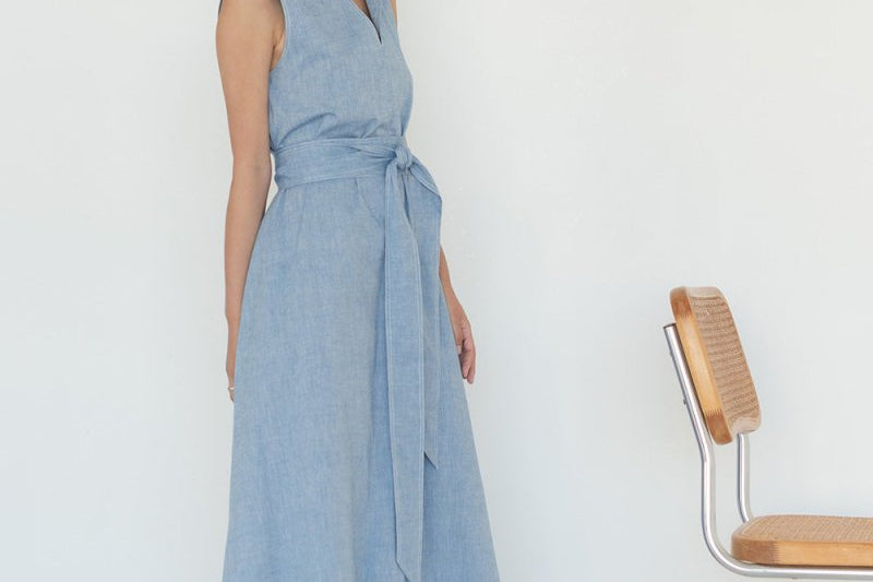 Organic Cotton Maxi Dress in Denim - Esse - XS - 