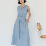 Organic Cotton Maxi Dress in Denim - Esse - XS - 