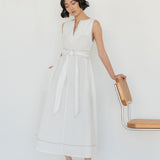 Organic Cotton Maxi Dress in White Denim - Esse - XS - 