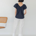 Relaxed Drawstring Capri in White Denim - Esse - XXS - 