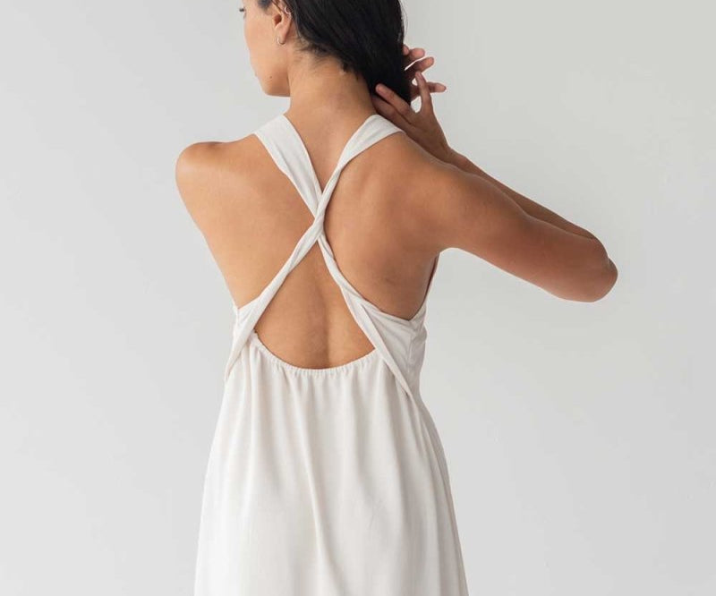 Twist Back Slip Dress - Esse - Chalk - XXS - 