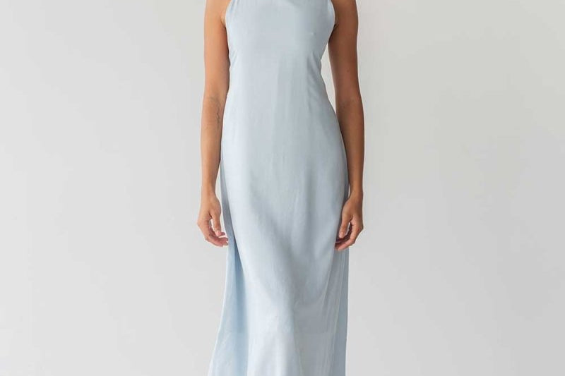 Twist Back Slip Dress - Esse - Sky Blue - XXS - 