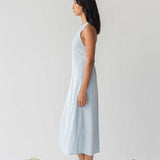 Twist Back Slip Dress - Esse - Sky Blue - XXS - 