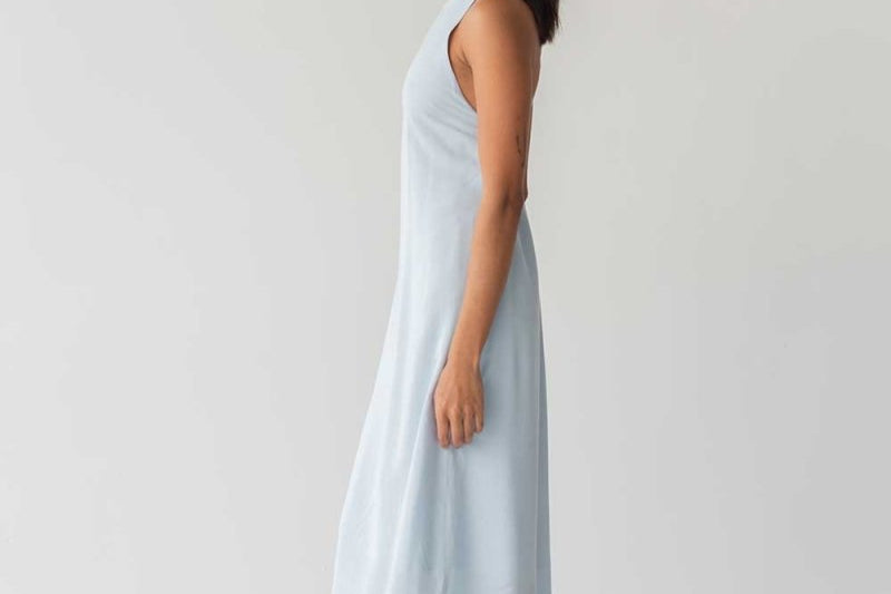 Twist Back Slip Dress - Esse - Sky Blue - XXS - 