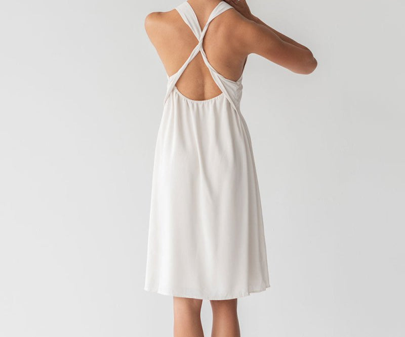 Twist Back Slip Dress (Sample) - Esse - Chalk - S - 