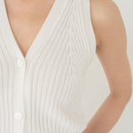 V - Neck Knit Vest in White - Esse - S - 