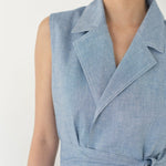 Wrap Vest in Denim - Esse - Sky Blue - XS - 