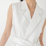 Wrap Vest in White Denim - Esse - White - XS - 