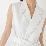 Wrap Vest in White Denim - Esse - White - XS - 