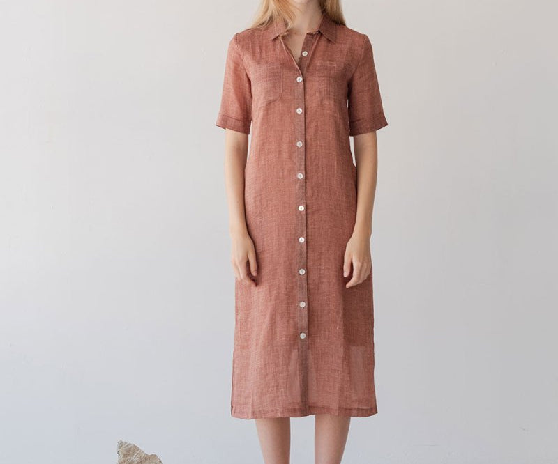 Lumen Shirt Dress - Esse-Coral-XXS (MTO)-None / Options 1 - 2