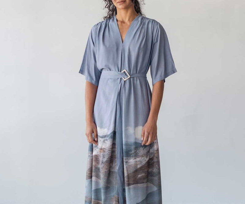 Maxi Dress with Detachable Belt - Mountain Print - Esse-Print-XXS-