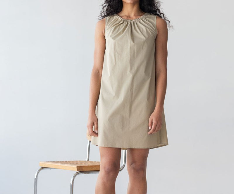 Organic Cotton Drawstring Dress - Esse-Warm Sand-XXS-